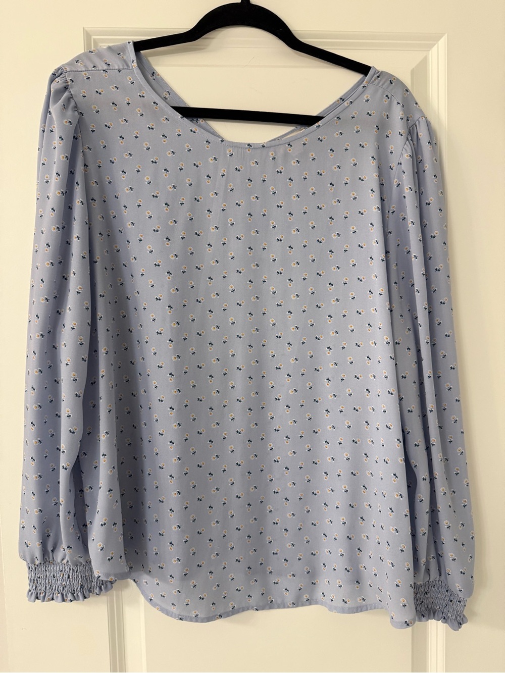 LOFT Light Blue Floral Long Sleeve Top